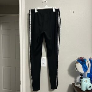 Adidas Black Track Pants with White Stripes Women's Size Medium